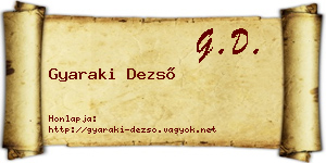 Gyaraki Dezső névjegykártya